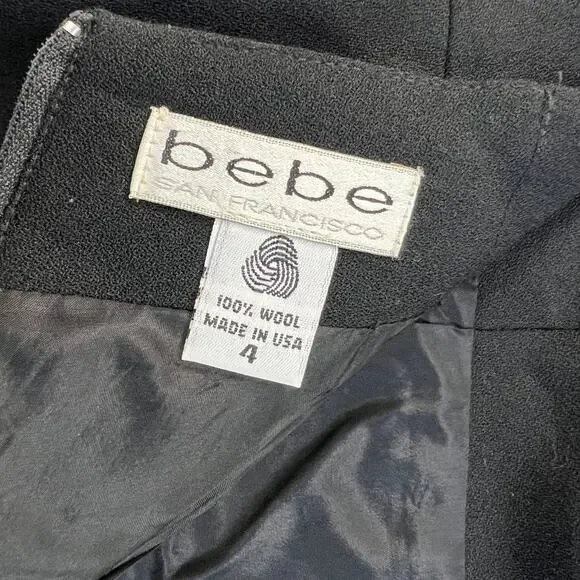 Vintage Bebe Womens 100% Wool Pencil Skirt Midi Y2K Slit Lined Made in USA Sz 4 - Picture 5 of 12